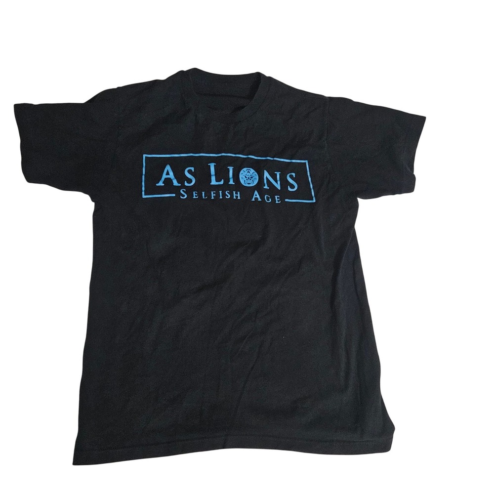 As Lions Selfish Age Band T-Shirt Mens Small Black Floral Skull Graphic Rock Tee